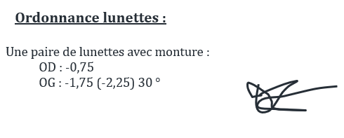 Ordonnance myope et astigmate